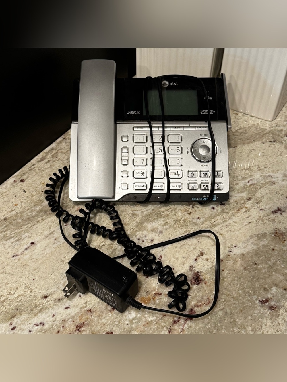 AT&T Silver and Black Corded Home Office Phone with Caller ID